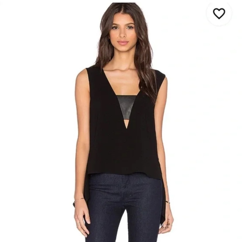 BCBGMaxAzria Black Deep V-Neck Sleeveless Camisole
